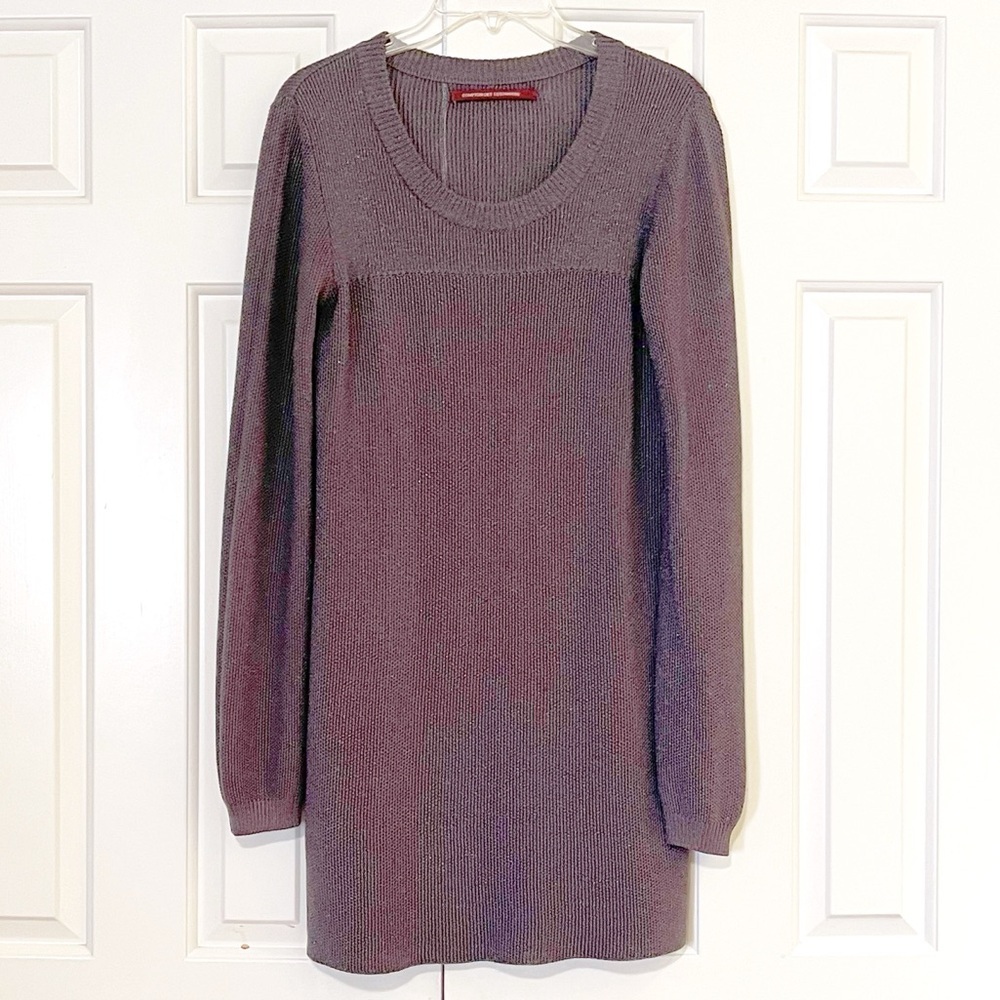 Comptoir Des Cotonniers Long Sleeve Scoop Neck Knit Gray Metallic Mini Dress. XL